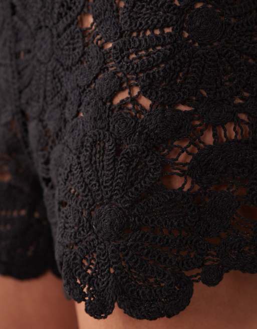 ASOS DESIGN crochet short co-ord in black, 4 of 5