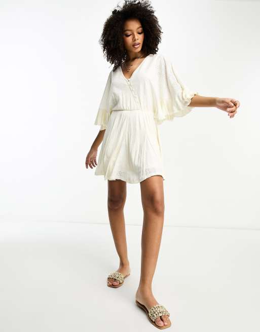 Short sleeve 2024 white wrap dress