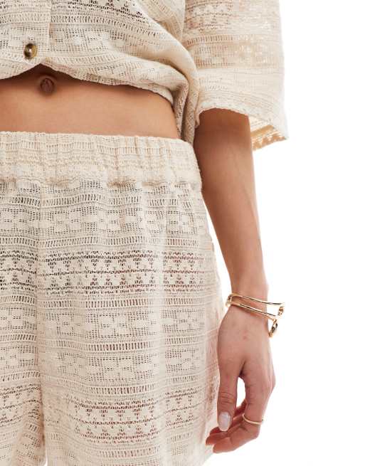 ASOS DESIGN crochet shorts in cream - part of a set, 4 of 5