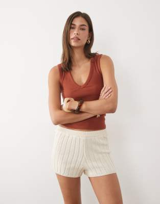 Asos Design Crochet Shorts In White