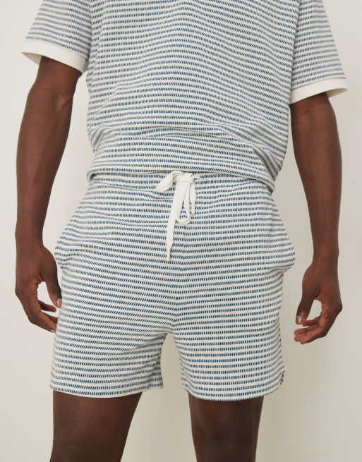 ASOS DESIGN crochet shorts in neutral textured stripe - part of a set