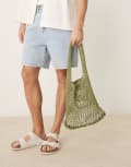 [ASOS DESIGN] ASOS DESIGN crochet sling tote bag in green No Size GREEN