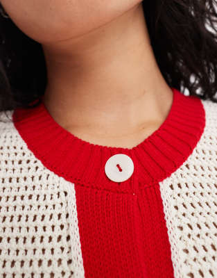 Asos Design Crochet Stitch Crab Cardigan In Multi