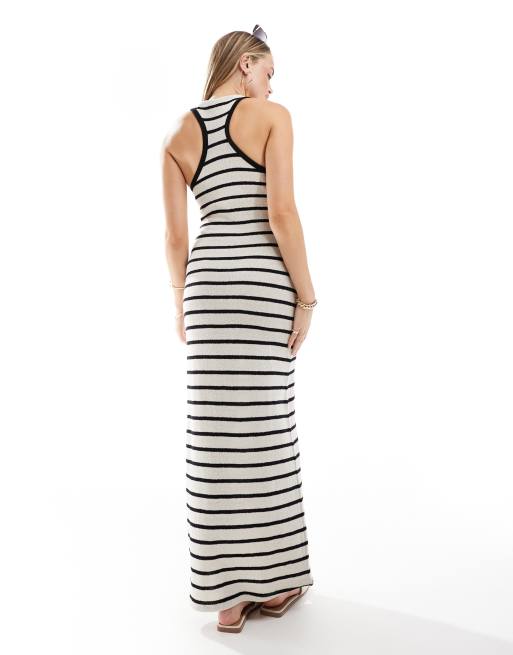 90s striped dress 90s vintage Black striped belted midi dress