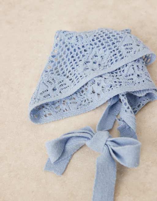  Design Crochet Summer Blue Pink Butterfly Cherry Cottagecore Headscarf ASOS DESIGN crochet headscarf in cream | ASOS main image 2