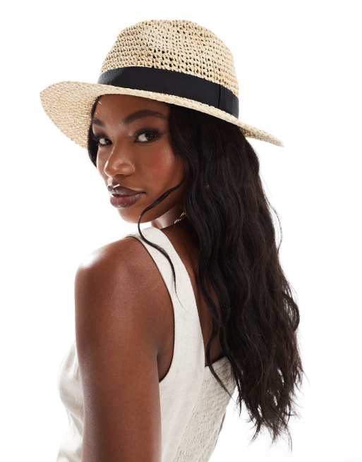 ASOS DESIGN crochet straw foldable fedora hat ASOS
