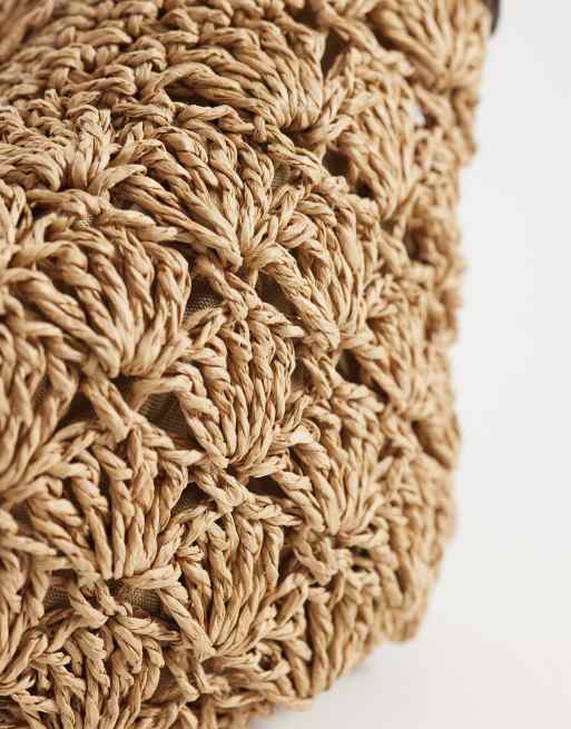 ASOS DESIGN crochet straw shell crossbody bag in natural, 3 of 4