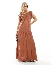 Lavish Alice Plus corset dress with chiffon sleeves in champagne