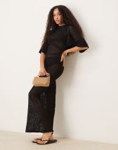 ASOS DESIGN crochet t-shirt tuck mini dress in chocolate