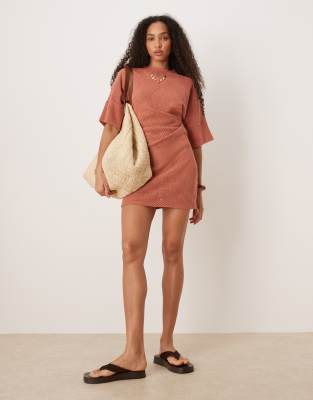 Asos Design Crochet T-shirt Tuck Mini Dress