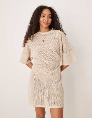 Asos Design Crochet T-shirt Tuck Mini Dress