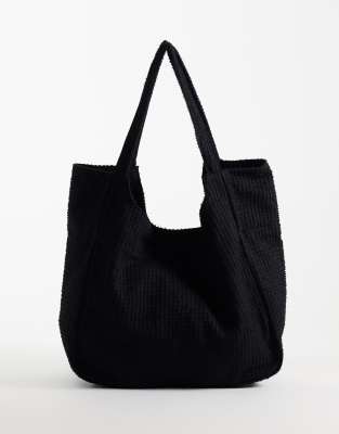 Asos Design Crochet Tote Bag In Black