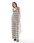 [ASOS DESIGN] ASOS DESIGN crochet u-scoop jumpsuit in stripe-Multi 12 Mono stripe