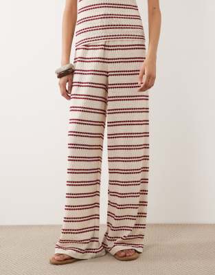 Asos Design Crochet Wide Leg Draw String Pants In Multi