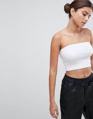 ASOS DESIGN crop bandeau top in white 