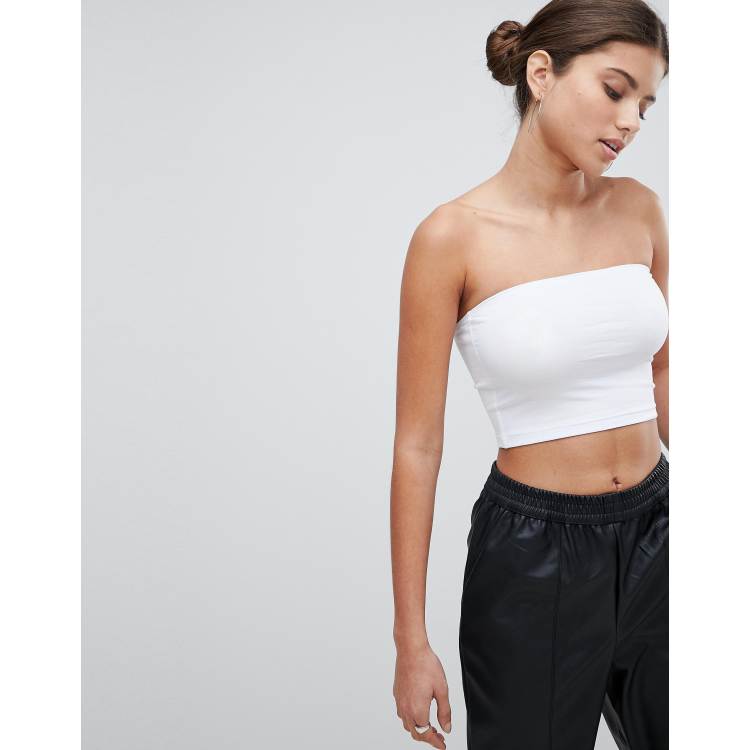 ASOS DESIGN crop bandeau top in white