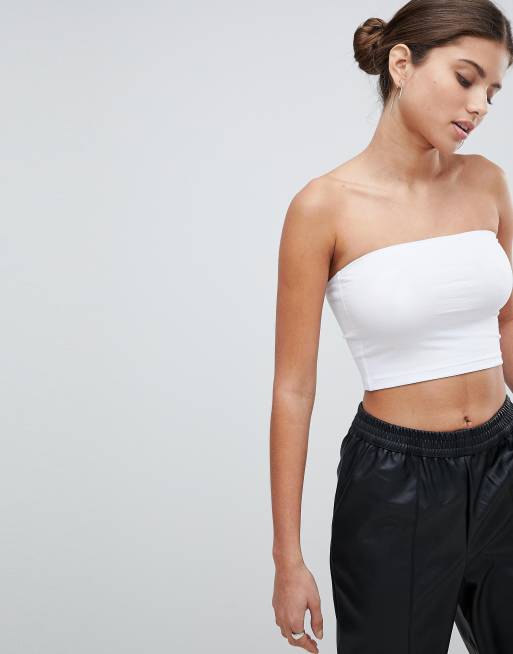 sikring Shaded mover ASOS DESIGN crop bandeau top in white | ASOS