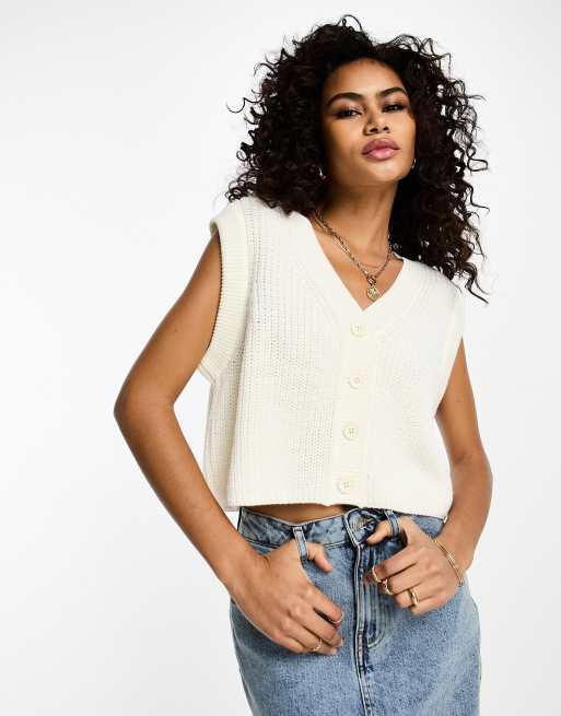 Cropped Button-Front Vest