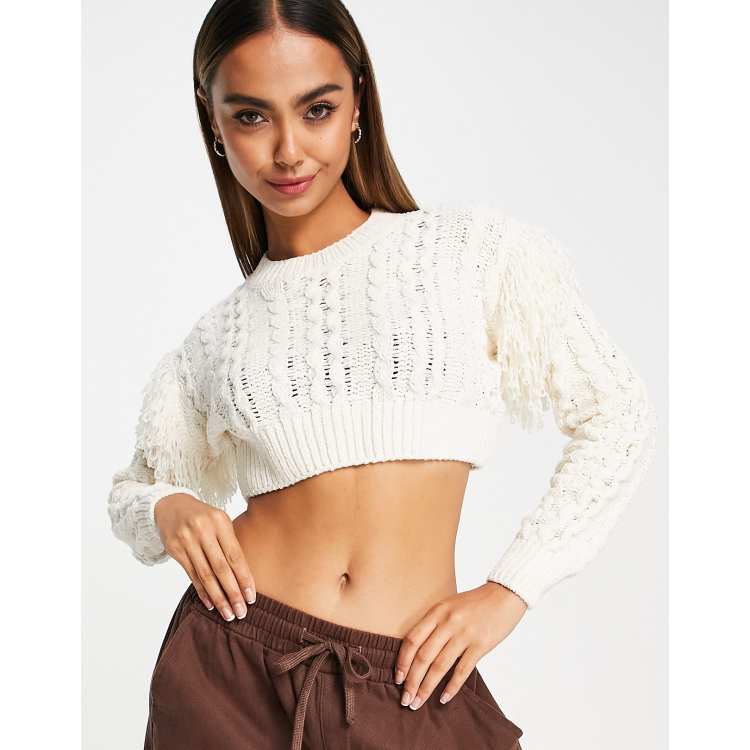 ASOS DESIGN Textured Loop Crop Sweater