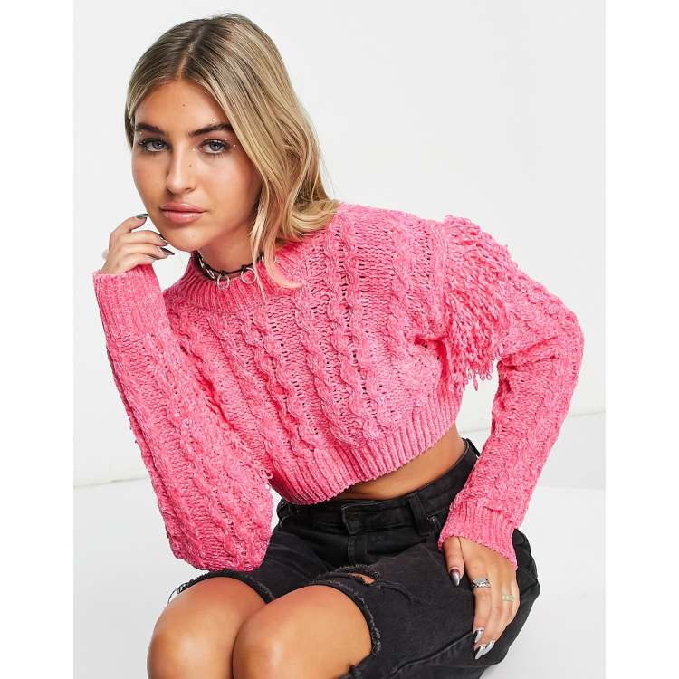 Cropped fringe clearance sweater