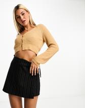 ASOS DESIGN scoop neck cardi with short sleeves in pointelle