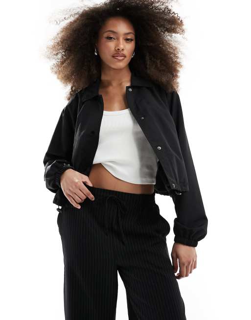 ASOS DESIGN crop coach jacket in black | ASOS