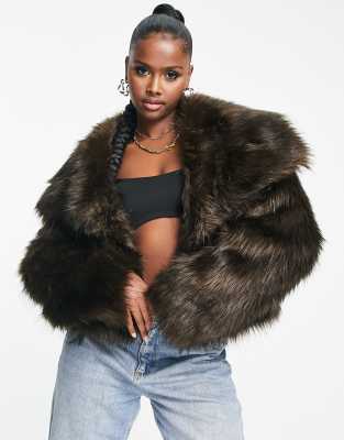 Leopard Brown Crop Faux Fur Jacket