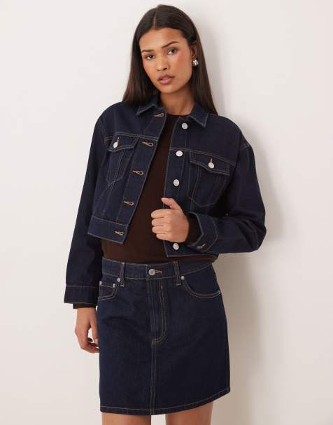 ASOS DESIGN crop denim jacket in rinse - view 1