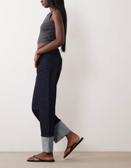 ASOS DESIGN crop jeans with turn up hem in midwash, 2 of 5