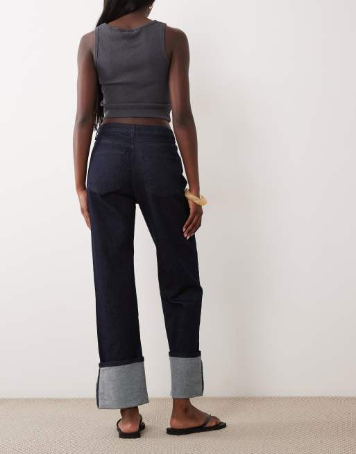 ASOS DESIGN crop jeans with turn up hem in midwash, 3 of 5