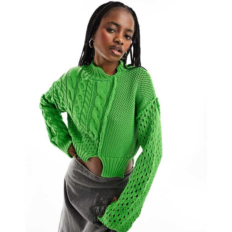 Neon green cropped outlet jumper