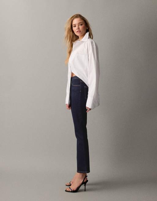 ASOS DESIGN crop kick flare jeans in rinse, 2 of 7