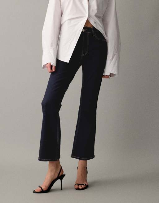 ASOS DESIGN crop kick flare jeans in rinse, 4 of 7