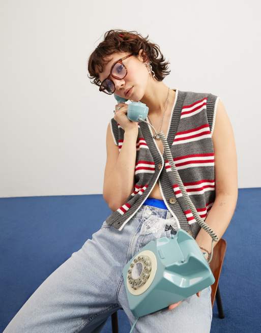 ASOS DESIGN crop knit vest in stripe