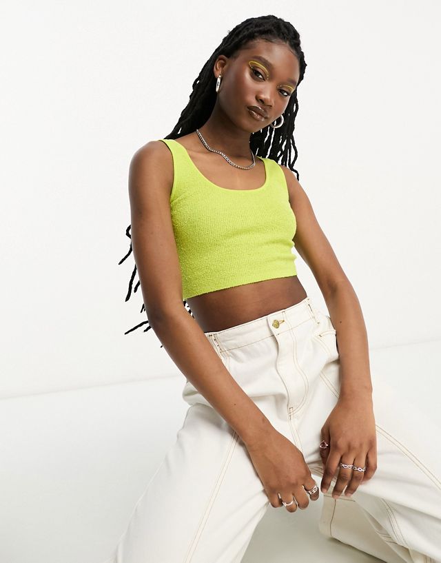 ASOS DESIGN crop knitted top with scoop neck in lime green