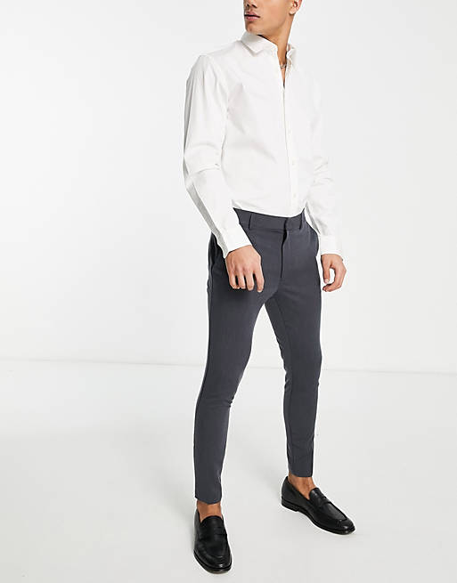 Trousers & Chinos crop super skinny smart trousers in charcoal 