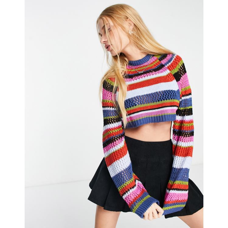 Mixed Stripes Rib Knit Crop Top - Ready to Wear