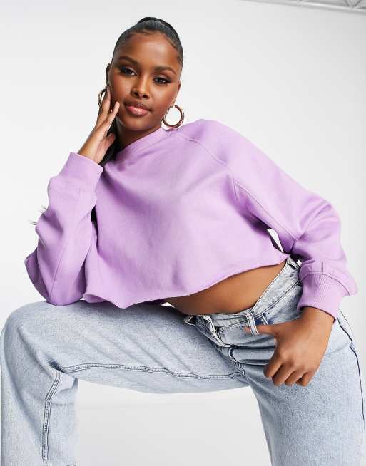 ASOS DESIGN crop sweatshirt with seam detail in violet