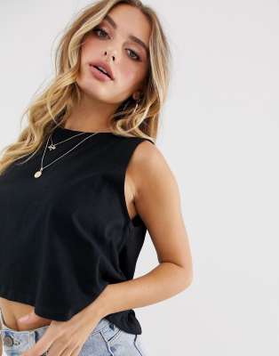 ASOS DESIGN crop swing tank top in black