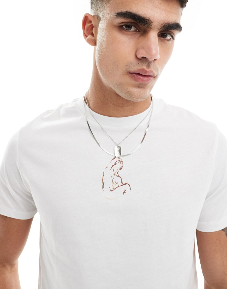 ASOS DESIGN crop t-shirt in white with line drawing statue prints