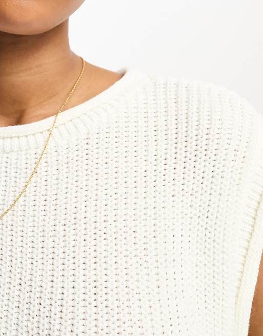 ASOS DESIGN crop tank top in rib in cream