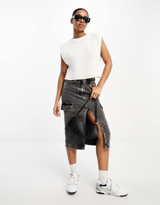 ASOS DESIGN crop tank top in rib in cream