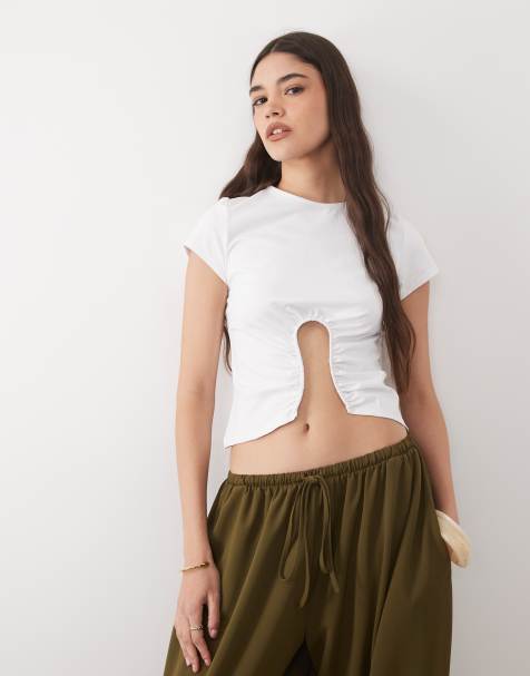 ASOS DESIGN - Crop top à manches courtes avec armature - Blanc - view 1
