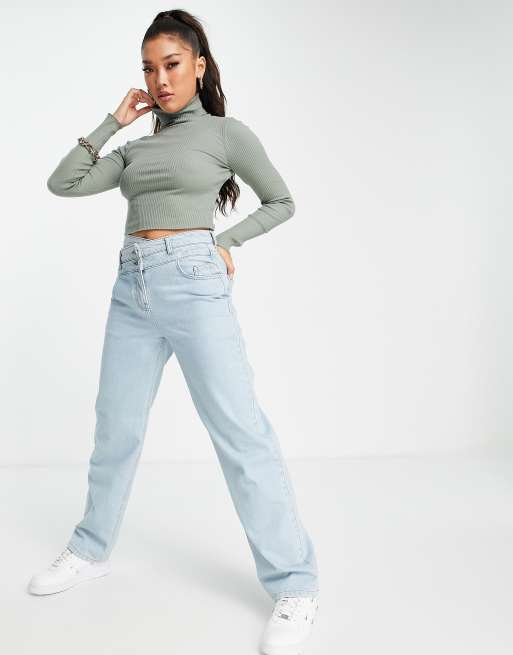 ASOS DESIGN - Crop top côtelé à col roulé - Kaki, 4 de 4