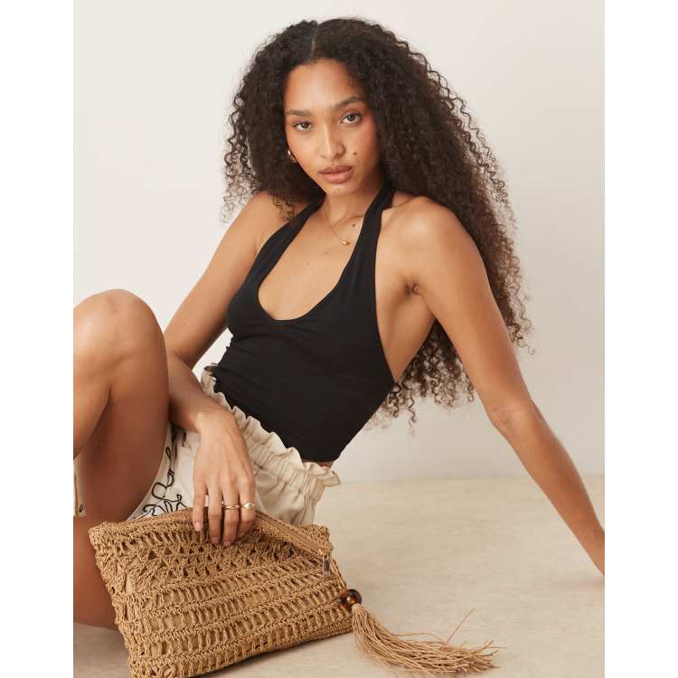 ASOS DESIGN Crop top dos nu Noir ASOS