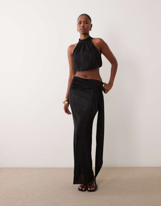 ASOS DESIGN - Crop top dos nu plissé d'ensemble - Noir, 2 de 4