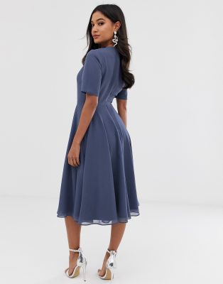 blue midi dress asos