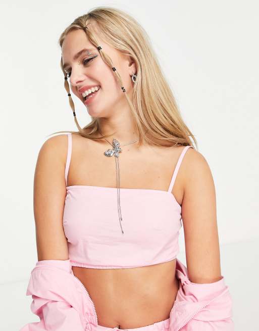 Asos pink hot sale crop top