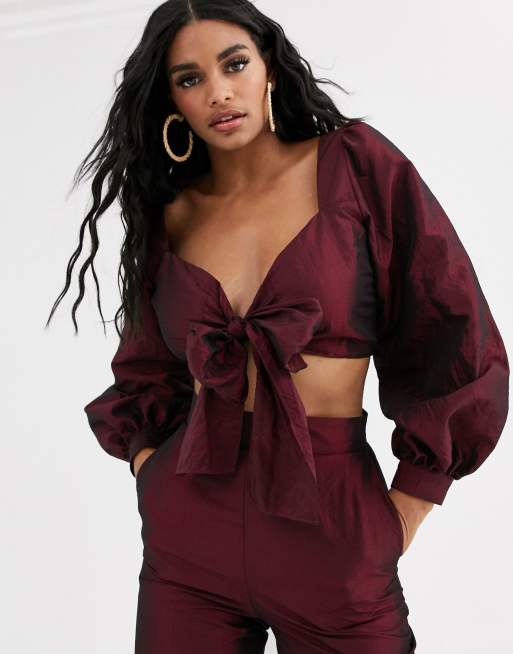 ASOS DESIGN - Combi-set van tafzijde in paarsrood, 2 van 2