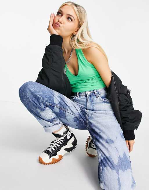 ASOS DESIGN - Crop top met halternek in groen